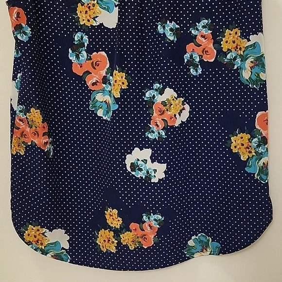 Modcloth Navy Blue Floral V Neck Tunic Sleeveless Cottagecore Top size Medium - Picture 12 of 14